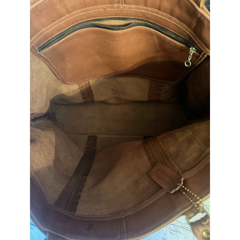 vintage Coach leather tote bag purse handbag Xlarge Brown 2 Tone - Picture 4 of 11